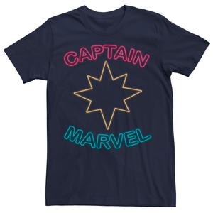 Мужская футболка с неоновым логотипом Marvel Captain Marvel Movie и графическим рисунком