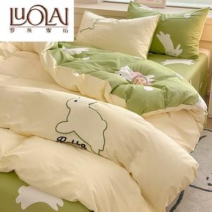 LUOLAI HOME Комплект постельного белья 4 предмета, размер простыни 200x220 см, для матраса 220x240 см, мягкий, нежный, кролик