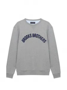Свитшот с принтом логотипа и круглым вырезом Brooks Brothers, серый