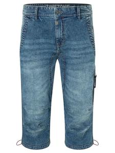 Джинсовые шорты прямого кроя с контрастным швом, капри синего цвета. Timezone