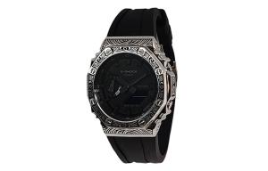 Часы Casio G-Shock Analog-Digital 2100 Series, арт. GA-2100-1A1, черный/серебристый с узором/черный