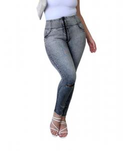Женские облегающие джинсы с высокой посадкой и рваными элементами для женщин с пышными формами Freddy, Grey