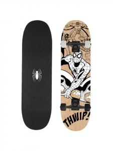 Spiderman Скейтборд, идеально подходит для тротуаров и парков, 79x20x12 см, черный