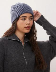 COLLUSION ребристая стираная шапочка темно-синего цвета