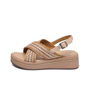 Женские сандалии с одним ремешком, абрикосового цвета ZHR, Apricot