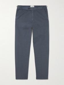 Брюки прямого кроя из хлопчатобумажной и льняной ткани с твилом MR P., синий
