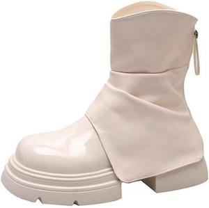 Женские ботильоны COVOYYAR с откидным верхом, массивным каблуком и платформой, осенне-зимние, Beige