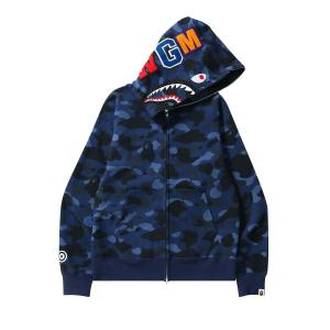 BAPE Color Camo Shark Толстовка на молнии во всю длину, Темно-синий