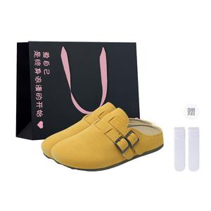 Женские сандалии с закрытым носком и резиновой подошвой, противоскользящие Boldi Kuki, Yellow (Shopping Bag-Includes Socks)