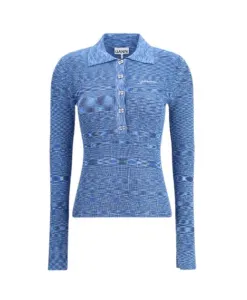 Пуловер-Поло с градиентной окраской Ganni, синий