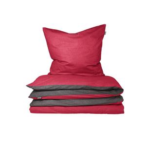 SCHIESSER Двусторонний комплект постельного белья - фланель - 2 предмета - 155 x 220 см - красно-темно-серый