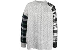 Джемпер в стиле пэчворк с косой вязкой ADER ERROR, серый