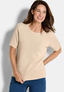 Футболка GOLDNER HALBARM MIT PÜNKTCHENMUSTER, Beige