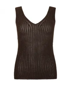 Свитер без рукавов с V-образным вырезом кофейно-коричневого цвета Max Mara, коричневый