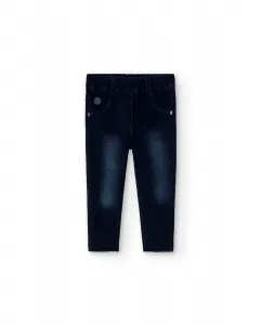 Джинсы для девочек с задними карманами и шлевками на талии Boboli, темно-синий