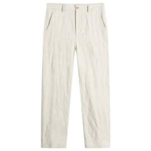 Брюки из хлопка и льна в елочку Dries Van Noten, off белый