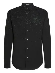 Рубашка с длинными рукавами и кристаллами KARL LAGERFELD, черный