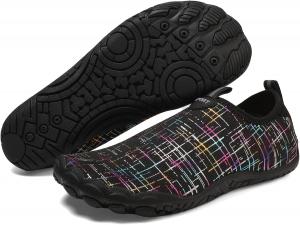 Водные тапочки для женщин и мужчин для улицы, пляжа, плавания, акваноски, быстро сохнущая обувь для ходьбы, походов, дайвинга, серфинга и водных видов спорта Toumov, черный