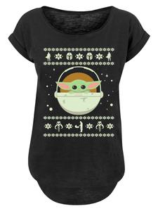 Футболка с длинными рукавами Звездные войны: Мандалорец: Дитя: Рождество черного цвета F4NT4STIC