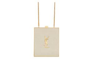 Кожаная сумка-бокс через плечо на ремне женская белая SAINT LAURENT