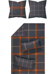 Двустороннее постельное белье из тонкой фланели антрацитово-оранжевого цвета LOOKS by Wolfgang Joop, 135x200 см + 40x80 см