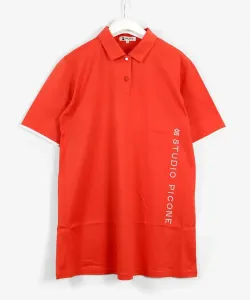 Охлаждающая туника с воротником-поло из 100% хлопка Studio Picone, цвет Orange(030)