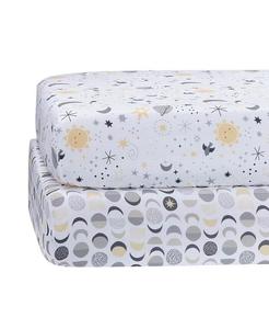 Комплект из 2 комплектов постельного белья для кроватки и простыней для малышей Celestial Moon/Stars Bedtime Originals, белый