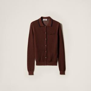 Хлопковый кардиган MIU MIU, какао коричневый