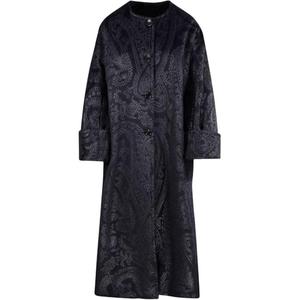 MaxMara Длинный пальто на пуговицах с длинными рукавами, Black