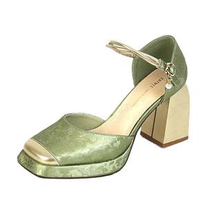 Xingdiman Женские туфли на платформе с массивным каблуком зелёные, цвет Green