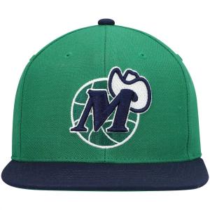 Мужская двухцветная кепка Snapback 2.0 Mitchell & Ness Green/темно-синяя Dallas Mavericks Hardwood Classics Team