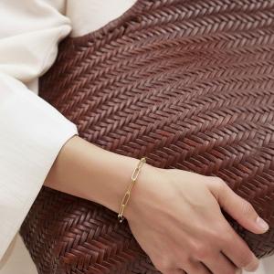 Браслет Анна из скрепки с покрытием из 18-каратного золота, длина 9 дюймов, для женщин и девочек Joey Baby, Gold