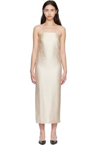 Loulou De Saison Бежевое платье-бюстье Giulia миди