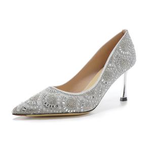 Beijiani Серебристо-серые женские туфли на тонком каблуке 6,5 см, цвет Silver Gray