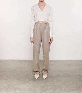 Укороченный кашемировый кардиган с V-образным вырезом мелового цвета Enza Costa, Chalk