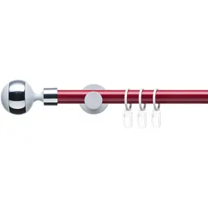 Карниз Готовая стойка 20 мм Power Celebration с шариком и кольцом Ø 20 мм, однорядный, фиксированная длина, комплект карниза, цветовое сочетание Liedeco, красный/белый