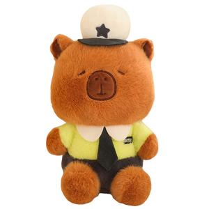 Милые плюшевые куклы капибары в полицейской форме, высота 25 см MLING, зеленый