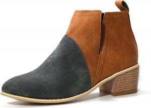 Женские ботильоны на щиколотку, модные повседневные с закругленным носком, V-образным вырезом, массивным средним каблуком, челси-ботинки, западные ковбойские короткие ботинки Generic, Brown