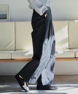 Хлопчатобумажные нейлоновые брюки с двумя складками, широкие Coen, цвет Black