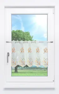 Занавеска для кафе из кружева Плауэн - Осенние листья (Ш x В) 64 см * 40 см, оранжевый/многоцветный Plauener Spitze