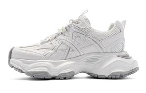 Низкие массивные кроссовки унисекс бело-серые EBLAN, бежево-черные