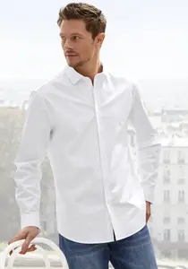 Рубашка John Devin с длинными рукавами из эластичного хлопка, обеспечивающая максимальную свободу движений благодаря эластичности, белый