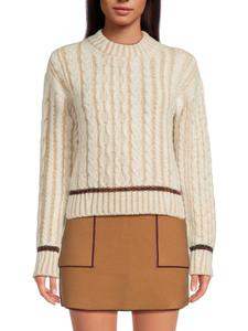 Свитер из смеси альпаки и шерсти с косовой вязкой Sonia Rykiel, белый