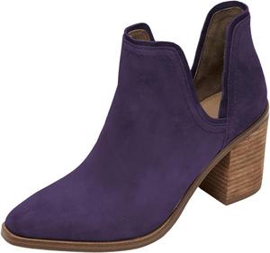 Женские ботильоны FOWT с заостренным носком и высокой голенью, каблук-блок средней высоты, вырезы, на молнии, повседневная обувь, размер 4-16 US, Purple