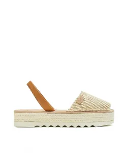 Женские сандалии Menorcan на платформе с рафией CASTELL MENORCA, бежевый
