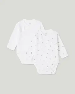 Набор из двух боди для новорожденных с длинным рукавом Cotton Juice, зеленый