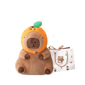 Плюшевая игрушка капибара 30см/40см высота OU DI PIG, оранжевый