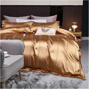 YUSIWOAL Комплект постельного белья из сатинового жаккарда с золотыми листьями