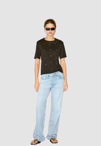 Футболка с принтом WITH EYELETS Massimo Dutti, темно-коричневый