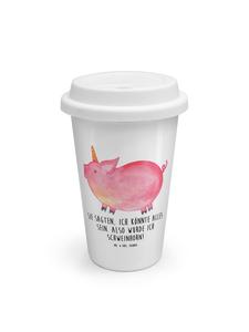 Mr. & Mrs. Panda Кофейная кружка ToGo с единорогом и свиньей, надписью белого цвета